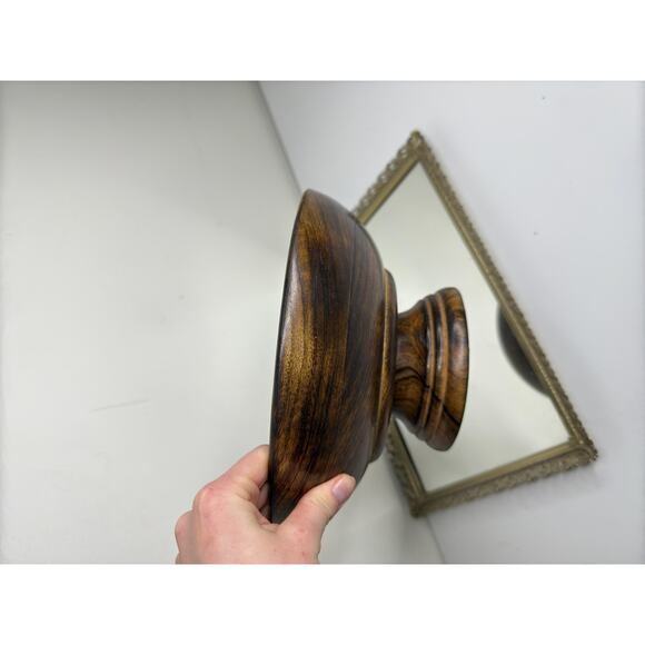 Decorative Vintage Wooden Pedestal Bowl Display/Fruit Bowl Grannycore Rustic - Picture 6 of 9